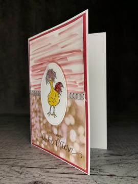 Grußkarte Frohe Ostern Huhn gelb handgemacht